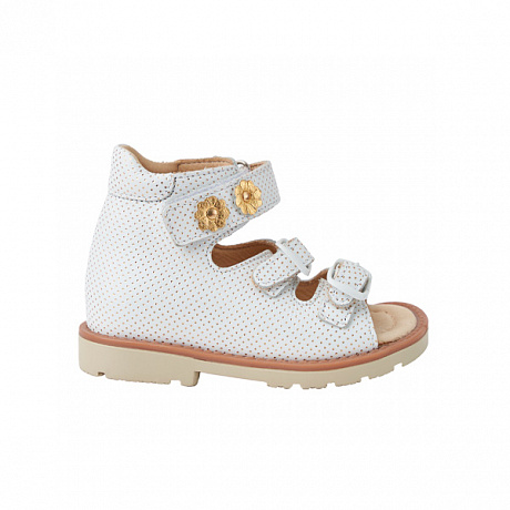 Сандали ортопедические Мега Ортопедик для девочек 051 12 30-80 бело-золотые. Изображение 2 из 4